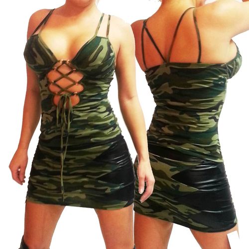 Party Top MiSS SEXY Top army grau sexy Dekoltee Party Clubwear Bar camouflage