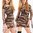 Riss Minikleid Longshirt braun Beige Army Dress tarnfarben Camouflage S M L XL