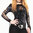 Riss Shirt mit Cutouts Punky schwarzes Top Wetlook glanz Gothic hot fetzig S-3XL