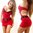 Sexy rückenfrei Minikleid mini SM-Design Gürtel Kleid in rot red Dress S M 34 36