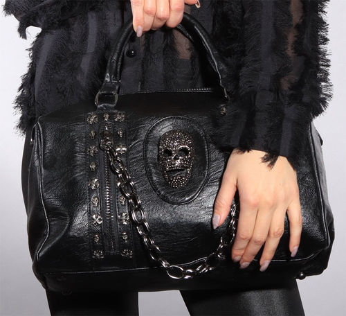 Totenkopf Tasche schwarz Gothic Punk Fantasy Kette Skull Bag
