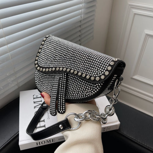 New Design Saddle Bag Glamour Style Tasche silber Party